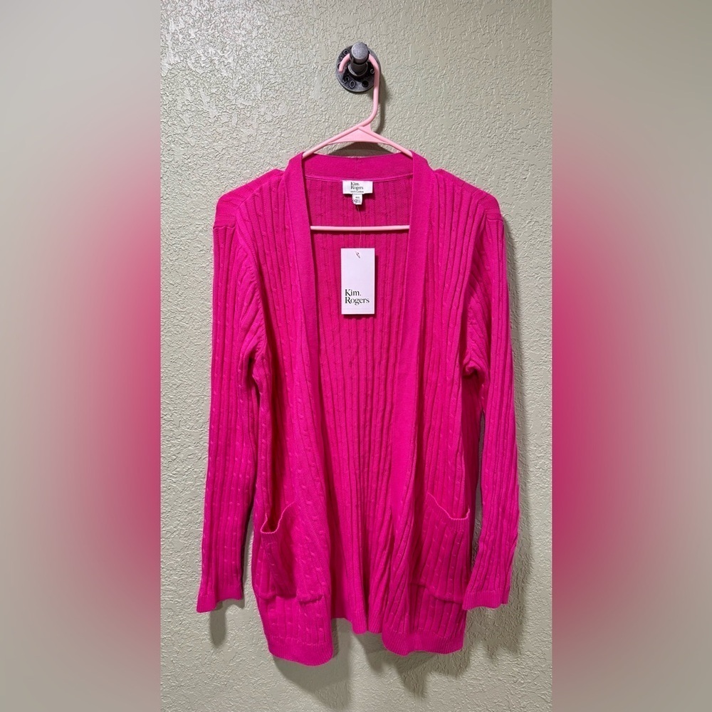 Kim Rogers Pink Cardigan Sweater NWT